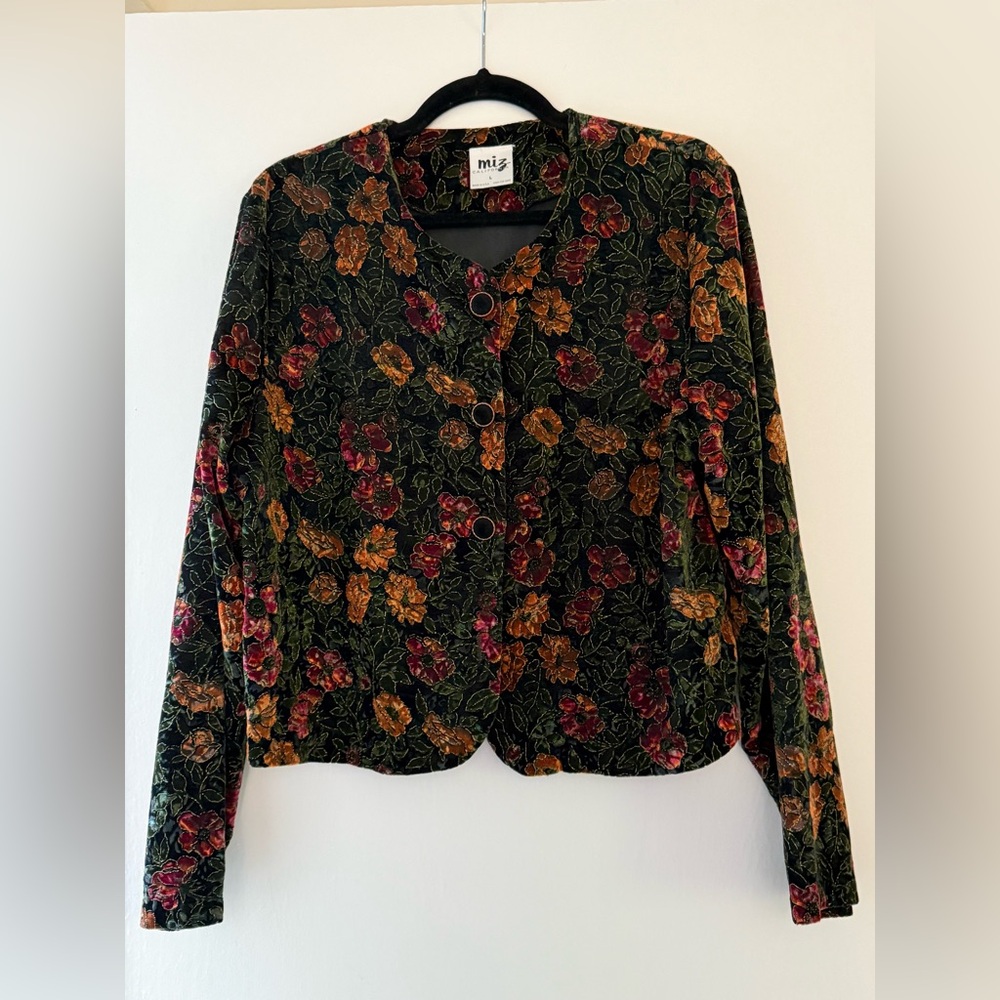 Mi Black Jacket with Colorful Floral Design